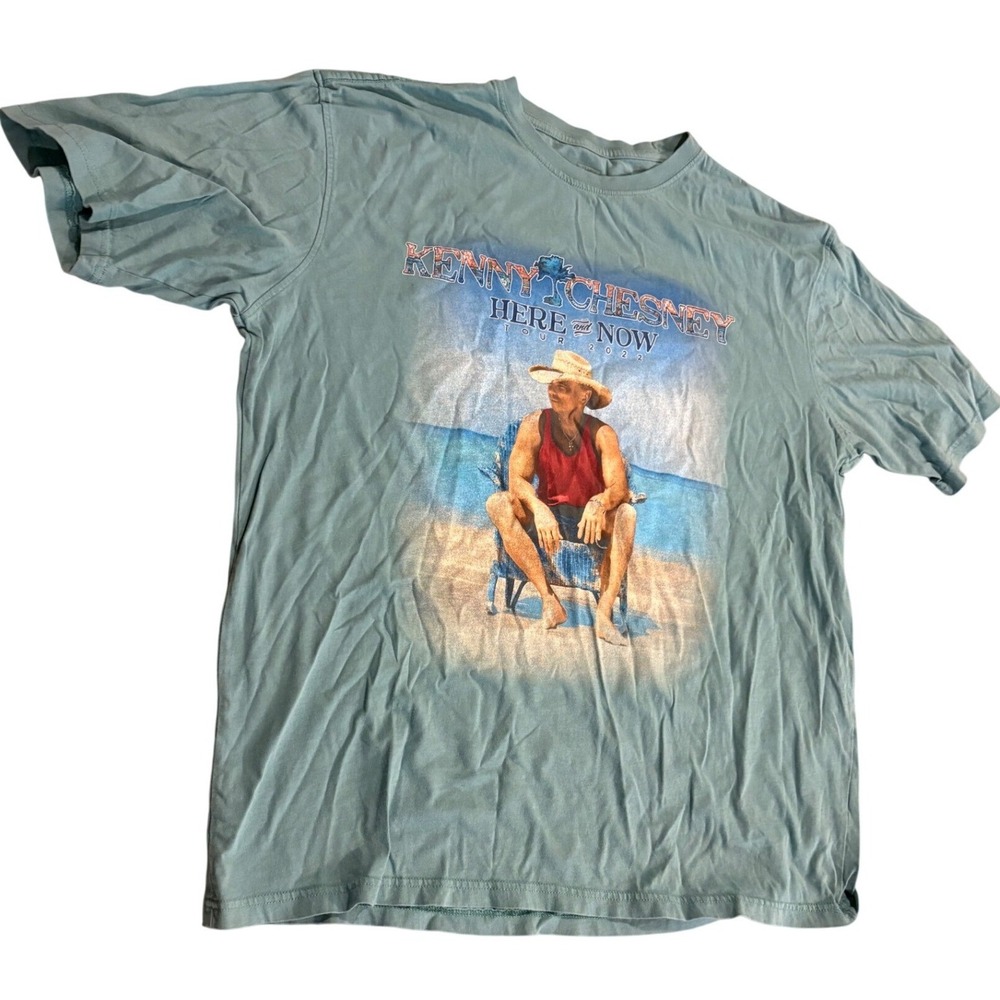 Kenny Chesney 2022 Here and Now Tour T Shirt Blue XL No Shoes Nation Concert Tee